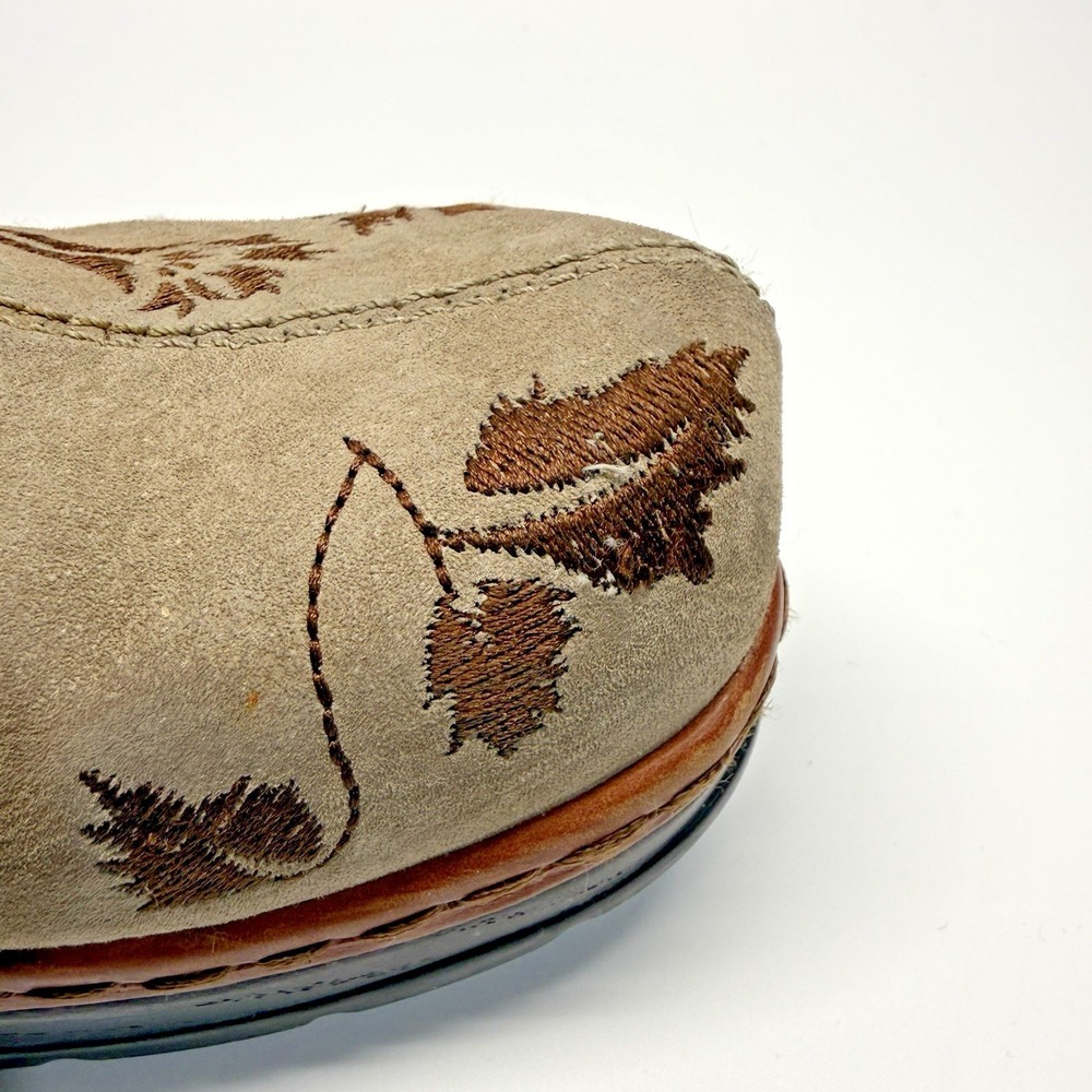 Klogs Footwear Austin Leather Shoes Women 8 W Wide Taupe Suede Leaf Vine Boho - Picture 6 of 13